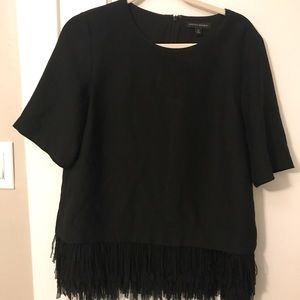 Banana Republic Black fringe top, size Medium